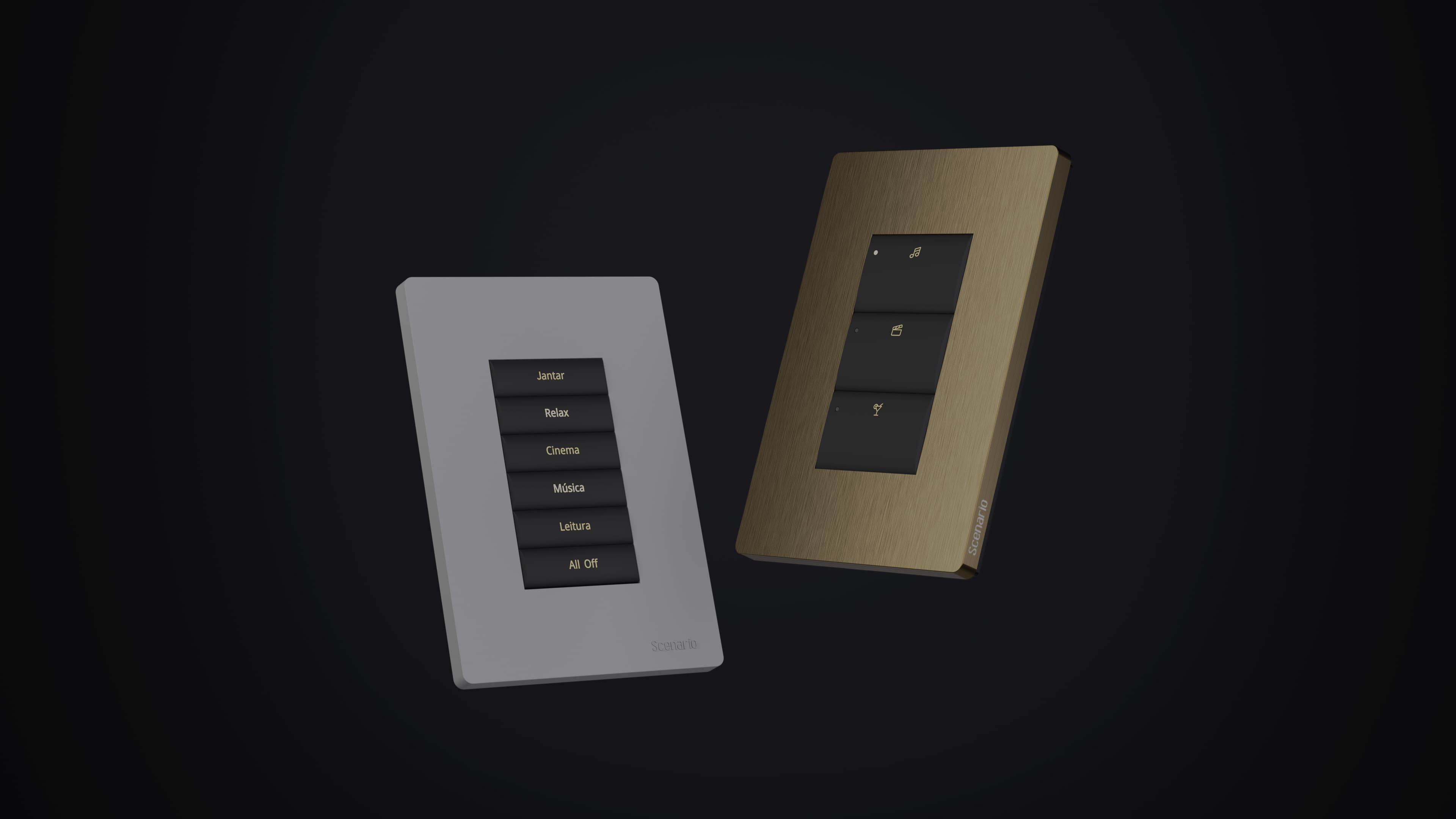 Interfaces de automação residencial — keypads, touch wall e pulsadores Scenario INBUILD